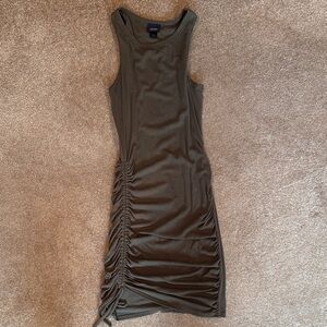 Elegant Olive Green Sleeveless Dress